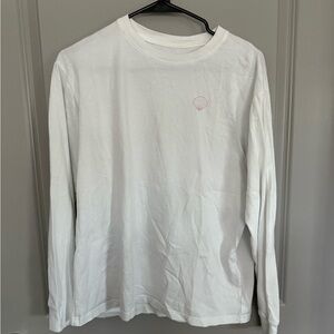 Twik White Long Sleeve Tee with Pink Shell